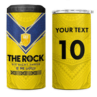 Niue Rugby Custom 4 in 1 Can Cooler Tumbler Six Eight Three to The World - Hiapo Tribal Motif