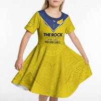 Niue Rugby Custom Kid Short Sleeve Dress Six Eight Three to The World - Hiapo Tribal Motif