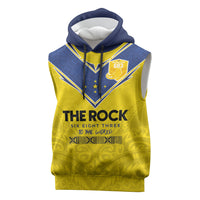 Niue Rugby Custom Sleeveless Hoodie Six Eight Three to The World - Hiapo Tribal Motif