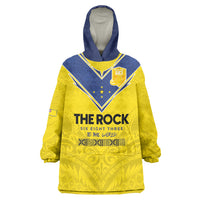 Niue Rugby Custom Wearable Blanket Hoodie Six Eight Three to The World - Hiapo Tribal Motif