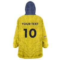 Niue Rugby Custom Wearable Blanket Hoodie Six Eight Three to The World - Hiapo Tribal Motif