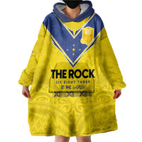 Niue Rugby Custom Wearable Blanket Hoodie Six Eight Three to The World - Hiapo Tribal Motif