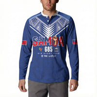 Samoa Rugby Custom Button Sweatshirt Six Eight Five to The World - Pacific Motif