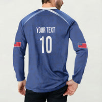 Samoa Rugby Custom Button Sweatshirt Six Eight Five to The World - Pacific Motif