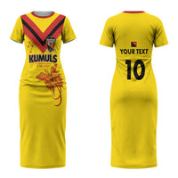 Papua New Guinea Rugby Custom Couples Matching Short Sleeve Bodycon Dress and Hawaiian Shirt Six Seven Five to The World - Melanesian Pattern