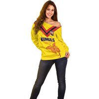 Papua New Guinea Rugby Custom Off Shoulder Sweater Six Seven Five to The World - Melanesian Pattern