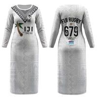 Fijian Rugby Couples Matching Long Sleeve Bodycon Dress and Hawaiian Shirt Six Seven Nine to The World - Tapa Pattern