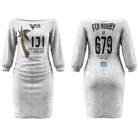 Fijian Rugby Couples Matching Off The Shoulder Long Sleeve Dress and Hawaiian Shirt Six Seven Nine to The World - Tapa Pattern
