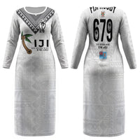 Fijian Rugby Family Matching Long Sleeve Bodycon Dress and Hawaiian Shirt Six Seven Nine to The World - Tapa Pattern