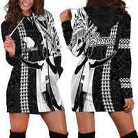 Hawaii Lanai Island Hoodie Dress Hawaiian King and Kakau Symbols Abstract Shoulder Tattoo LT03 - Polynesian Pride