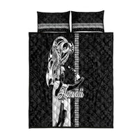 Hawaii Lanai Island Quilt Bed Set Hawaiian King and Kakau Symbols Abstract Shoulder Tattoo LT03 Black - Polynesian Pride