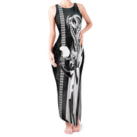 Custom Hawaii Lanai Island Tank Maxi Dress Hawaiian King and Kakau Symbols Abstract Shoulder Tattoo LT03 Women Black - Polynesian Pride