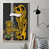 Hawaii Molokai Island Canvas Wall Art Hawaiian Warrior and Kakau Symbols Abstract Tattoo LT03 - Polynesian Pride