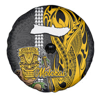 Hawaii Molokai Island Spare Tire Cover Hawaiian Warrior and Kakau Symbols Abstract Tattoo LT03 - Polynesian Pride