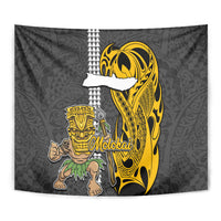 Hawaii Molokai Island Tapestry Hawaiian Warrior and Kakau Symbols Abstract Tattoo LT03 - Polynesian Pride