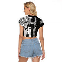 Hawaii Molokai Island Raglan Cropped T Shirt Hawaiian King and Kakau Symbols Abstract Shoulder Tattoo LT03 - Polynesian Pride