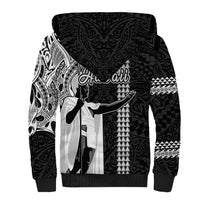 Hawaii Molokai Island Sherpa Hoodie Hawaiian King and Kakau Symbols Abstract Shoulder Tattoo LT03 - Polynesian Pride
