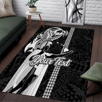 Custom Hawaii Molokai Island Area Rug Hawaiian King and Kakau Symbols Abstract Shoulder Tattoo LT03 Black - Polynesian Pride