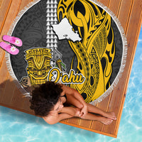 Hawaii Oahu Island Beach Blanket Hawaiian Warrior and Kakau Symbols Abstract Tattoo LT03 - Wonder Print Shop