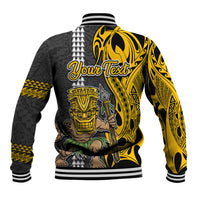 Custom Hawaii Oahu Island Baseball Jacket Hawaiian Warrior and Kakau Symbols Abstract Tattoo LT03 - Polynesian Pride