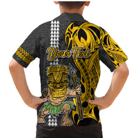Custom Hawaii Oahu Island Family Matching Mermaid Dress and Hawaiian Shirt Hawaiian Warrior and Kakau Symbols Abstract Tattoo LT03 - Polynesian Pride