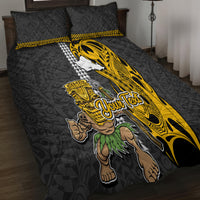 Custom Hawaii Oahu Island Quilt Bed Set Hawaiian Warrior and Kakau Symbols Abstract Tattoo LT03 - Polynesian Pride