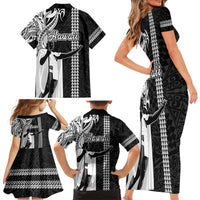 Hawaii Oahu Island Family Matching Short Sleeve Bodycon Dress and Hawaiian Shirt Hawaiian King and Kakau Symbols Abstract Shoulder Tattoo LT03 - Polynesian Pride