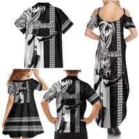 Hawaii Kahoolawe Island Family Matching Summer Maxi Dress and Hawaiian Shirt Hawaiian King and Kakau Symbols Abstract Shoulder Tattoo LT03 - Polynesian Pride