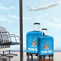 Fiji Merry Christmas Luggage Cover Santa Suit Style With Tapa Tribal Pattern