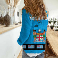 Fiji Merry Christmas Women Casual Shirt Santa Suit Style With Tapa Tribal Pattern