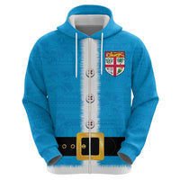 Fiji Merry Christmas Zip Hoodie Santa Suit Style With Tapa Tribal Pattern