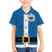 Samoa Merry Christmas Family Matching Off The Shoulder Long Sleeve Dress and Hawaiian Shirt Santa Suit Style With Tatau Tattoo Pattern