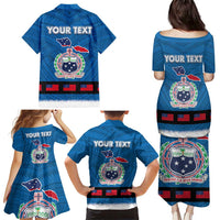 Samoa Merry Christmas Family Matching Puletasi and Hawaiian Shirt Santa Suit Style With Tatau Tattoo Pattern