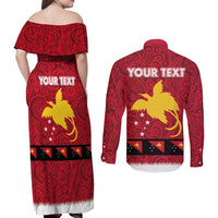 Papua New Guinea Merry Christmas Couples Matching Off Shoulder Maxi Dress and Long Sleeve Button Shirt Santa Suit Style With Melanesian Pattern