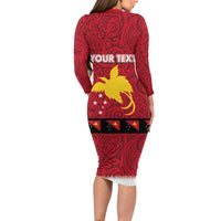 Papua New Guinea Merry Christmas Family Matching Long Sleeve Bodycon Dress and Hawaiian Shirt Santa Suit Style With Melanesian Pattern LT03 - Polynesian Pride