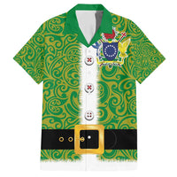 Cook Islands Merry Christmas Family Matching Long Sleeve Bodycon Dress and Hawaiian Shirt Santa Suit Style With Polynesian Pattern LT03 Dad's Shirt - Short Sleeve Green - Polynesian Pride