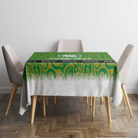 Cook Islands Merry Christmas Tablecloth Santa Suit Style With Polynesian Pattern