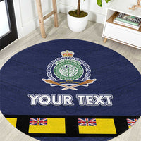 Niue Merry Christmas Round Carpet Santa Suit Style With Hiapo Pattern LT03 Blue - Polynesian Pride