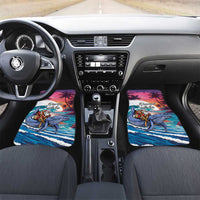 Hawaiian Mele Kalikimaka Car Mats Santa Claus Driving The Whale with Sunset Ocean Landscape
