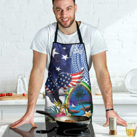 Guam and United States Together Apron Bald Eagle and Guam Seal with Flower and Tribal Tattoos - Polynesian Pride