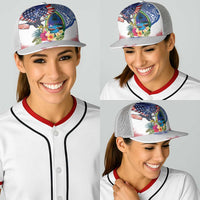 Guam and United States Together Baseball Net Cap Bald Eagle and Guam Seal with Flower and Tribal Tattoos - Polynesian Pride