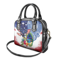Guam and United States Together Shoulder Handbag Bald Eagle and Guam Seal with Flower and Tribal Tattoos - Polynesian Pride