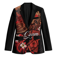Guam Tribal Chamorro Blazer Polynesian Shark with Plumeria and Sea Vibe - Polynesian Pride