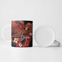 Guam Tribal Chamorro Ceramic Mug Polynesian Shark with Plumeria and Sea Vibe - Polynesian Pride