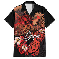 Guam Tribal Chamorro Family Matching Off The Shoulder Long Sleeve Dress and Hawaiian Shirt Polynesian Shark with Plumeria and Sea Vibe LT03 Dad's Shirt - Short Sleeve Black - Polynesian Pride