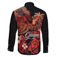 Guam Tribal Chamorro Family Matching Off The Shoulder Long Sleeve Dress and Hawaiian Shirt Polynesian Shark with Plumeria and Sea Vibe LT03 - Polynesian Pride