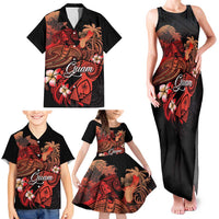 Guam Tribal Chamorro Family Matching Tank Maxi Dress and Hawaiian Shirt Polynesian Shark with Plumeria and Sea Vibe LT03 - Polynesian Pride