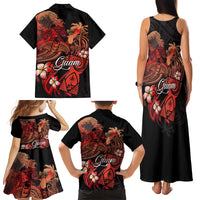 Guam Tribal Chamorro Family Matching Tank Maxi Dress and Hawaiian Shirt Polynesian Shark with Plumeria and Sea Vibe LT03 - Polynesian Pride