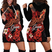 Guam Tribal Chamorro Hoodie Dress Polynesian Shark with Plumeria and Sea Vibe - Polynesian Pride