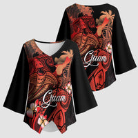 Guam Tribal Chamorro Kimono Sleeve Blouse Polynesian Shark with Plumeria and Sea Vibe - Polynesian Pride